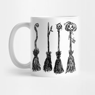 Sketchy Halloween Witchy Broomsticks Mug